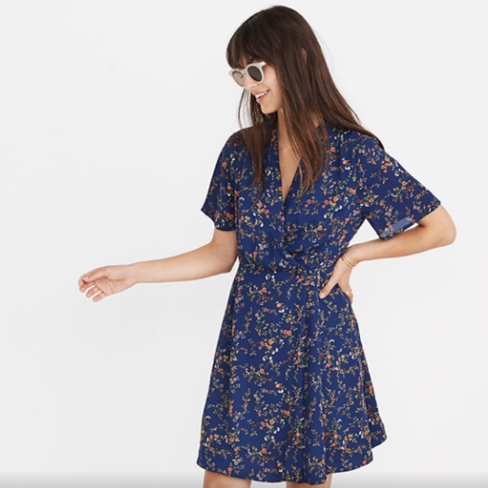 Madewell Amaranth Wrap Dress in Moonless Floral